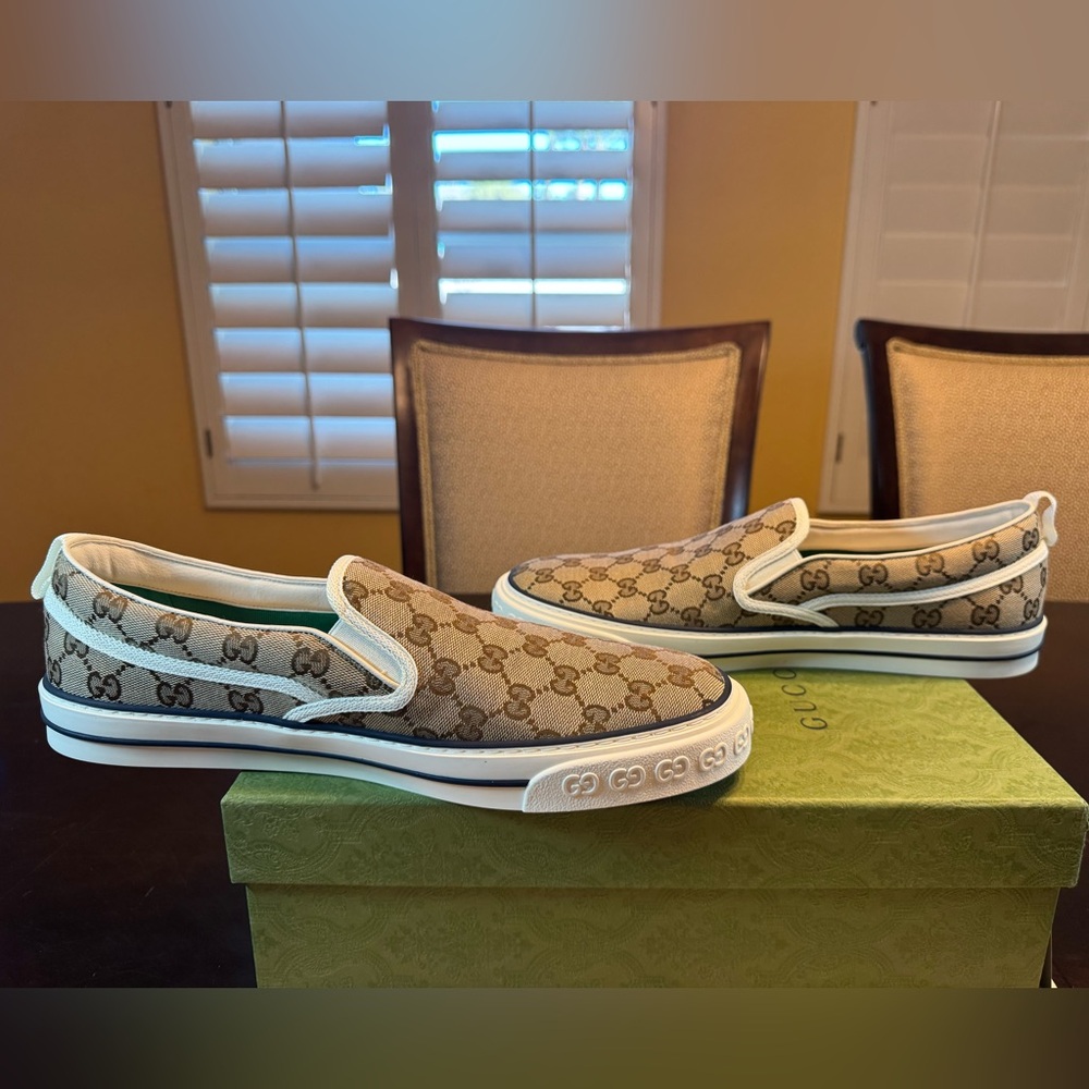 New Gucci GG Supreme Logo Tennis 1977 Slip On Sneaker Shoes Size UK 12.5 / US 13 - Picture 13 of 16
